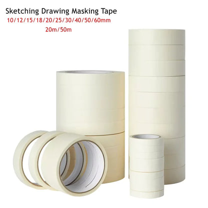 Cinta de carrocero blanca de 20 m/50 m, grabable, selladora, autoadhesiva, impermeable para pintura artística, bocetos, coches, bricolaje, papel, material escolar