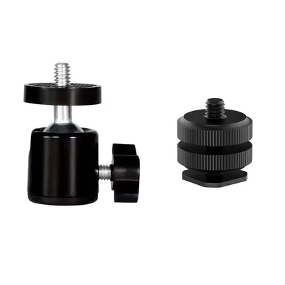 Mini Ball Head 360° Rotating Mount with 1/4" Screw Tripod Swivel Adapter for DSLR Cameras Tripods Monopods Live Streaming Light