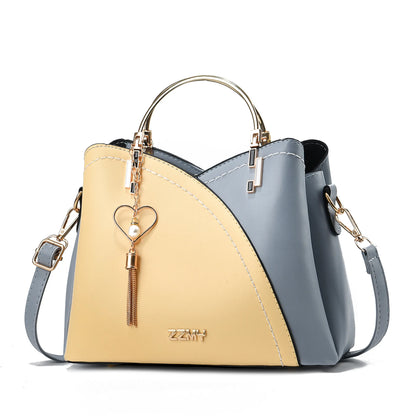 Fashionable handbag Korean color-blocking large capacity women's bag fashionable one-shoulder crossbody bag bucket bag