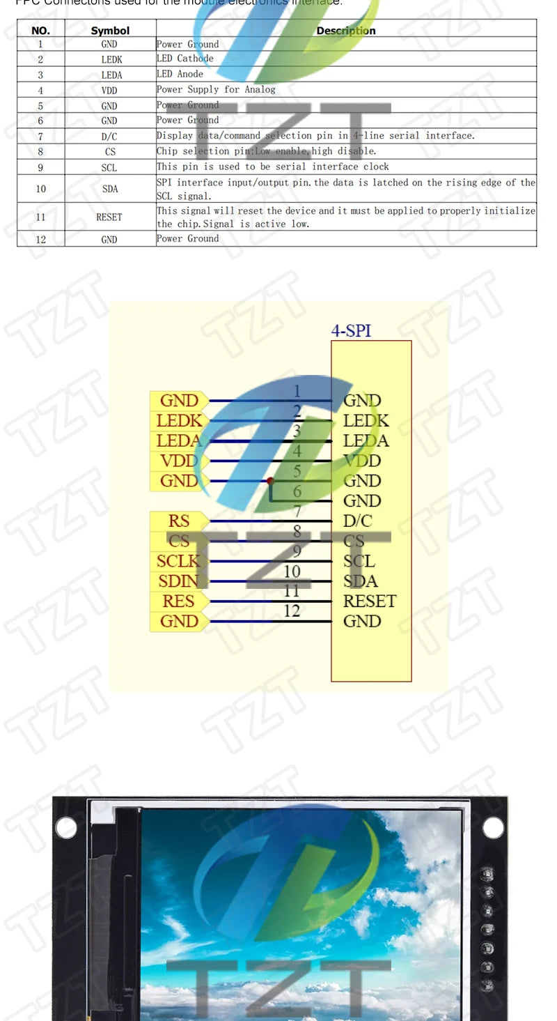 TZT 1.77/2.0/2.4/2.8 Inch TFT Color Screen LCD Display Module Drive ST7735 ST7789 Interface SPI 128*128 240*320