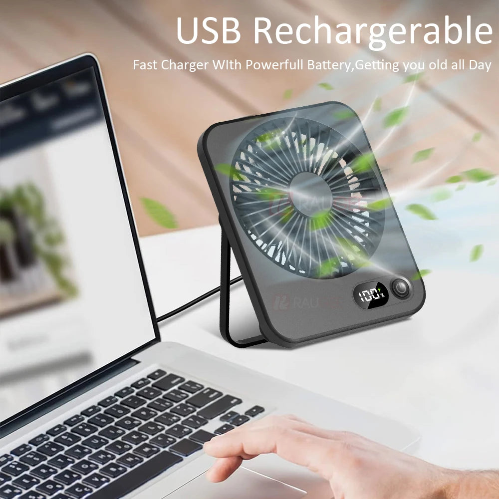 Mini Portable Fan USB Desk Fan Foldable Table Fans with 5 Speeds Powerful Wind Rechargeable Wall Mounted Fan Small Camping Fans