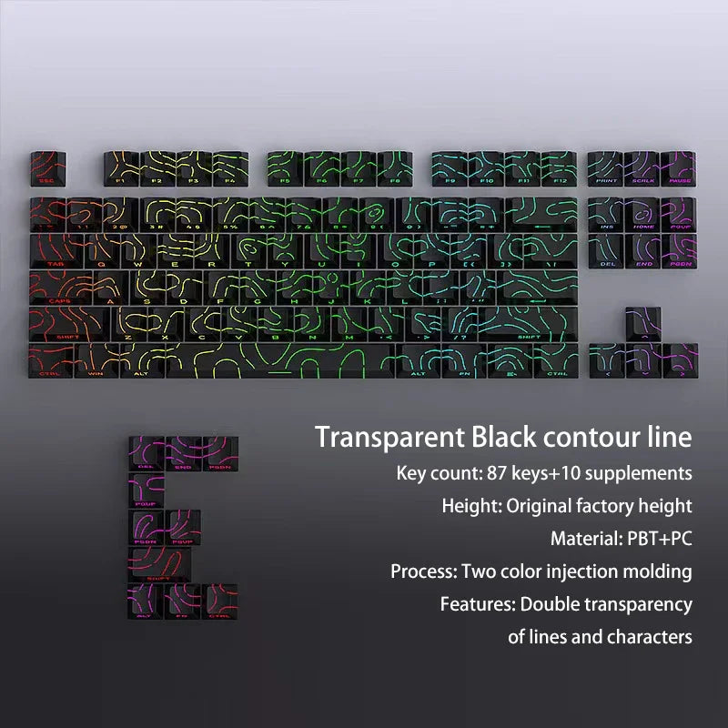 Contour 4.0 Side Engraved Keycap PBT Translucent 97 Key Gaming Mechanical Keyboard Key Cap White For Magnetic Switch F75 GMK87