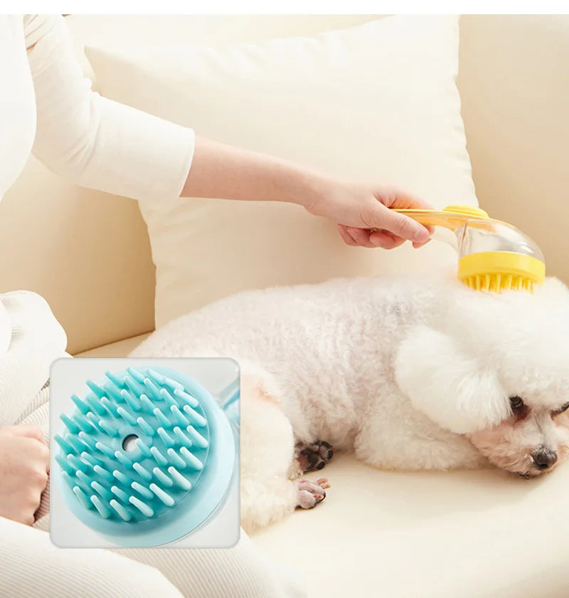 Long Handle Dog Cleaning Brush Soft Silicone Pet Bathing Brush Pet Grooming Comb for Cats Dogs Cat Massage Brush Pet Supplies