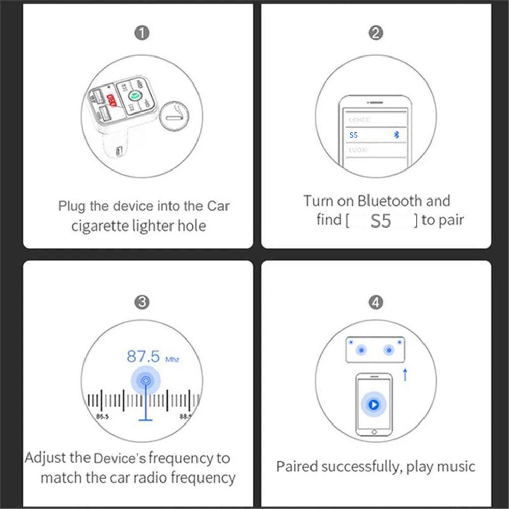 Bluetooth 5.0 Fm Transmitter Car Wireless Fm Radio Modulator Car Kit Dual USB Car Charger Adapters FM Transmitter Receiver