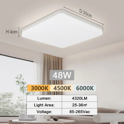 LED Ceiling Lamp 18-48W Flush Mount Fixture 3000K-6000K Daylight Modern Home Lighting for Bedroom Living Room Kitchen Hallway