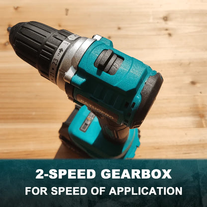 10mm Brushless Electric Drill Cordless Handheld Drill Screwdriver 2 Speed 23 Torque Setting Fit Makita 18V Battery (No Battery)