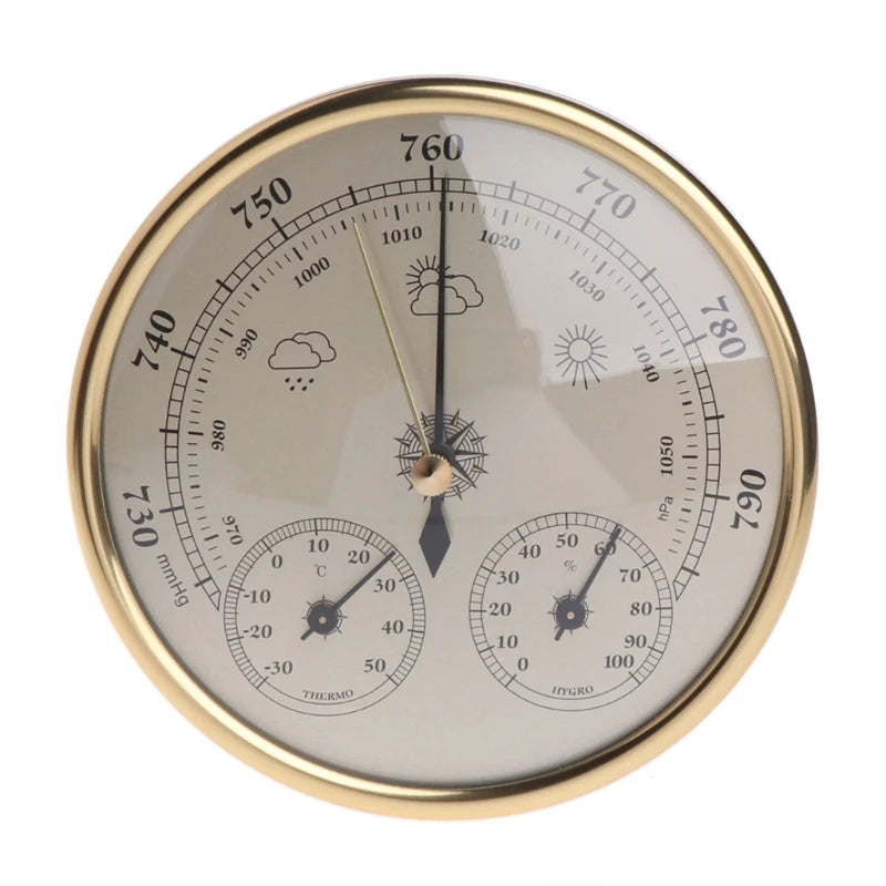 3-in-1 Wall-Mounted Household Barometer Thermometer Hygrometer Weather Station Hanging Pressure hPa Gauge Air Weather Instrument