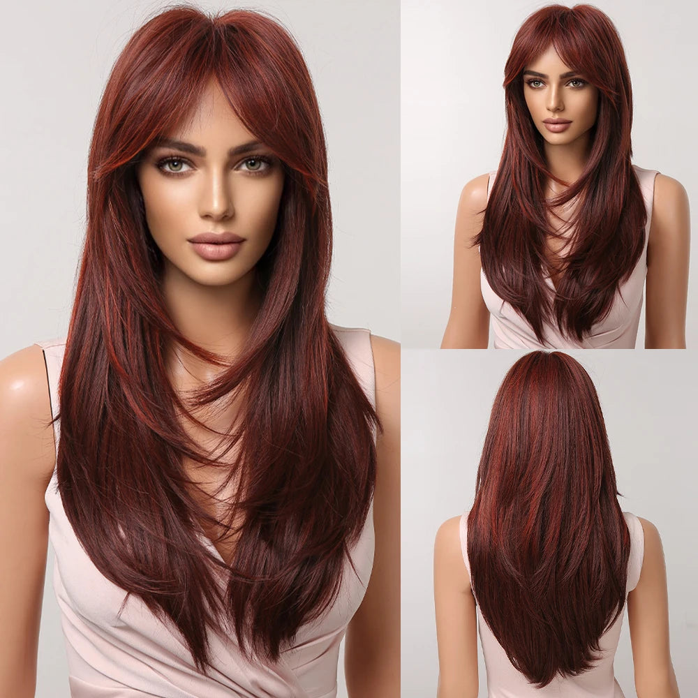 CharmSource Blonde Long Hair Natural Straight Wig, Synthetic Wigs  for Women Daily Party High Density