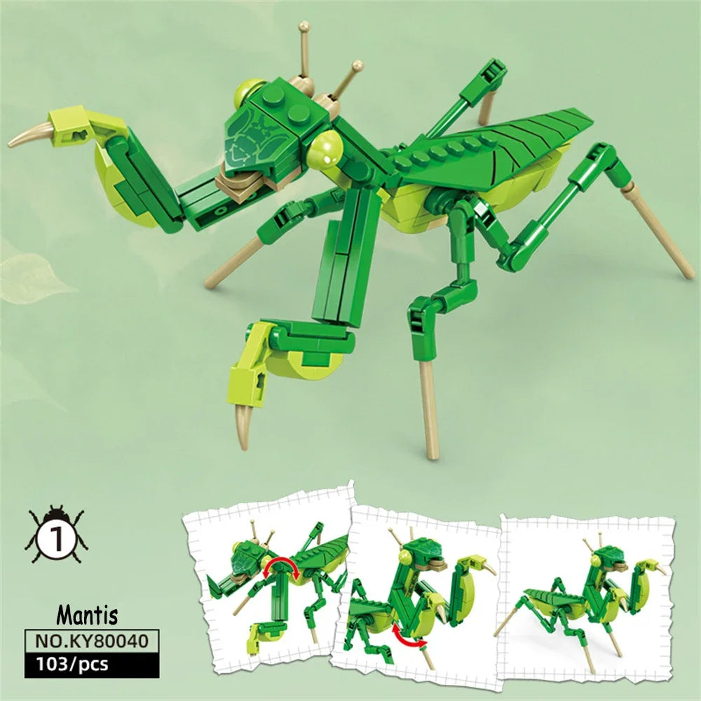 Ladybug Insects Building Blocks Toys Set - Long-Lasting Play for Kids, Great Collectible Models Dragonfly Mantis Housefly & More