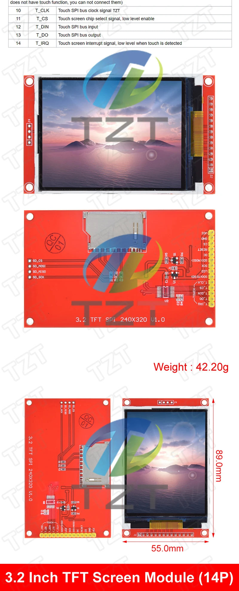TFT Display, 0.96/1.3/1.44/1.8/2.4/2.8/3.5 Inch TFT Full Color Screen LCD Module, ST7735 ILI9341 Driver Interface SPI for Arduino