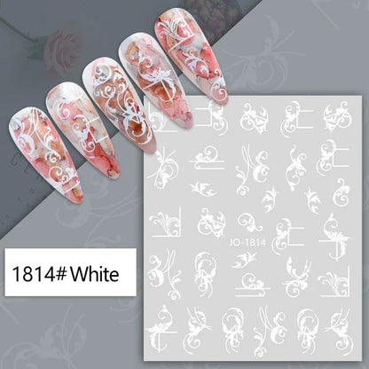 3d Nail Art Decals Tropical Palm Leaves Flowers Laces Faces Adhesive Sliders Nail Stickers Decoration For Nail Manicure