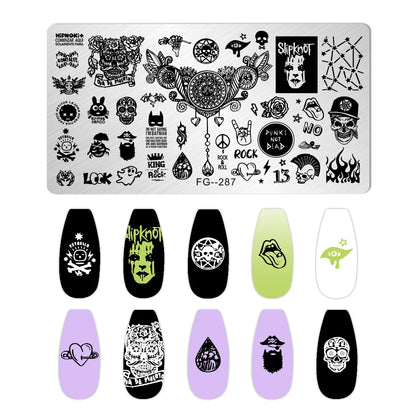 RJ Halloween Nail Stamping Plates, Beautiful zombie Festival Pattern Nail Art Image Plates, Stainless Steel Nail Art Plate Stencil