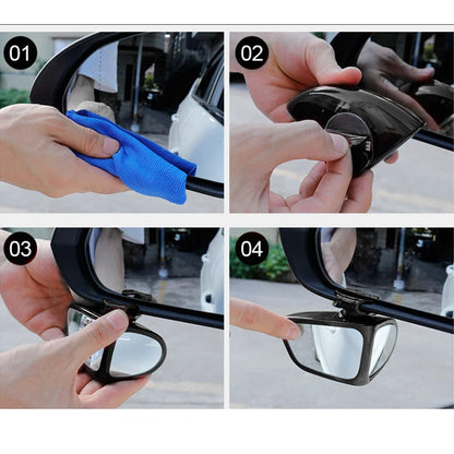 2Pcs, Car Rearview Mirrors, 360° Blind Spot Mirror, Adjustable Rotatable Convex Wide-angle Clear Rearview Safety Mirror Accessories