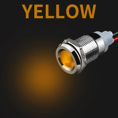 6mm 8mm 10mm 12mm 14mm Metal LED Warning Indicator Light Signal Lamp Pilot Wire 3-6V 12-24V 220V Waterproof IP65 Red Green Blue