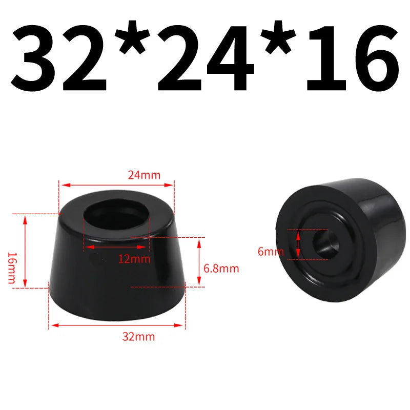 Black Rubber Bumper Furniture Pad Feet Leg Pads Tile Floor Protectors Table Leg Cover With Washers