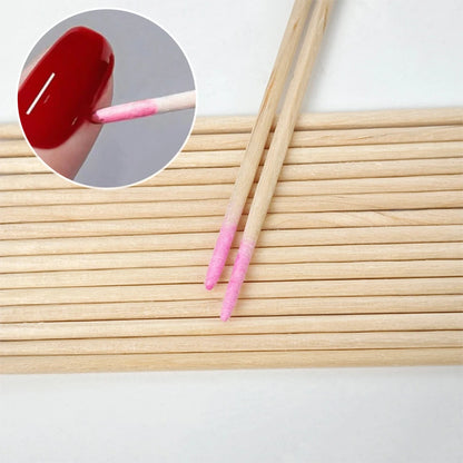 100/200/300/500Pcs Nail Double-Head Wood Swab Cleaning Sticks Pink Dual-Tipped Cotton Head Cleaning Swab Nail Polish Remover 7cm