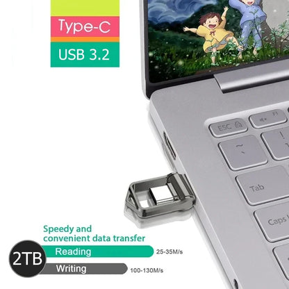 Mini 2TB Flash Drive USB 3.2 Fast Type C Pen Drive Memory Stick High Speed Data 512GB For Computers Phone PC Fast U Disk