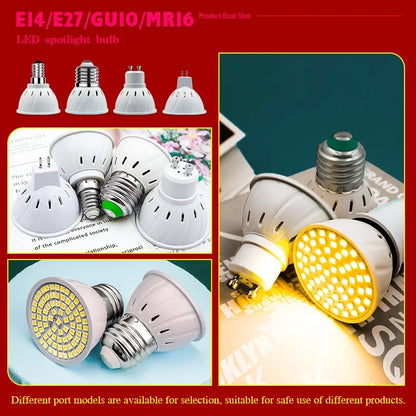 1-10pcs LED Bulb E27 E14 MR16 GU10 48/60/80 LED Spotlight 2835 SMD Lampara Light AC 110V 220V Bombillas Led Lamp