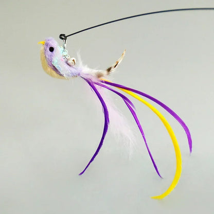 Interactive Cat Toy Hands-Free Cat Stick Playing Kitten Playing Teaser Wand Toy Suction Cup Bird/Feather Cat Wand Pet Supplies