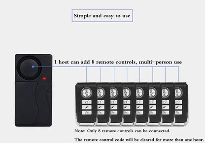 Camluxy Anti-Theft Alarm 110db Loud Door and Window Alarm Wireless Vibration Alarm with Remote Control Bicycle Security Sensors