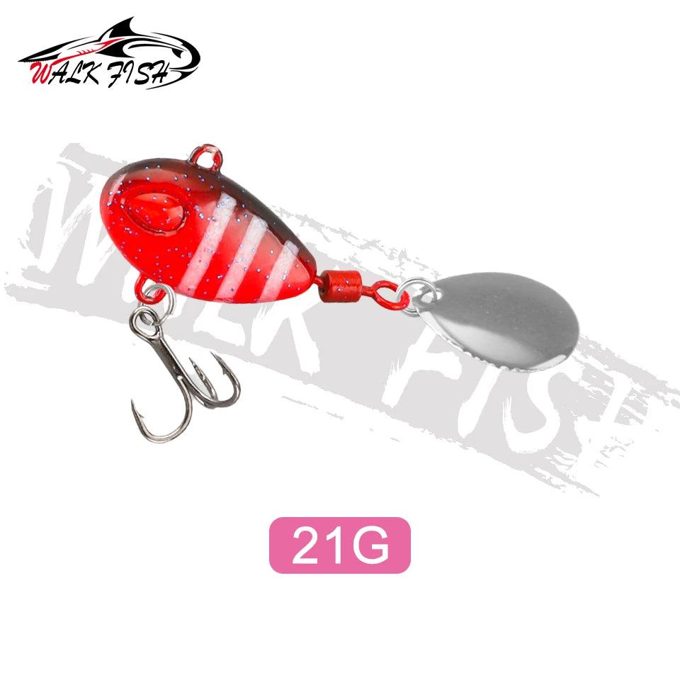 WALK FISH Sinking 3g-21g VIB Lure Spoon Spinner Fishing Bait Wobblers Metal Jig Rotating Sequin Tail Far Casting For Sea Bass