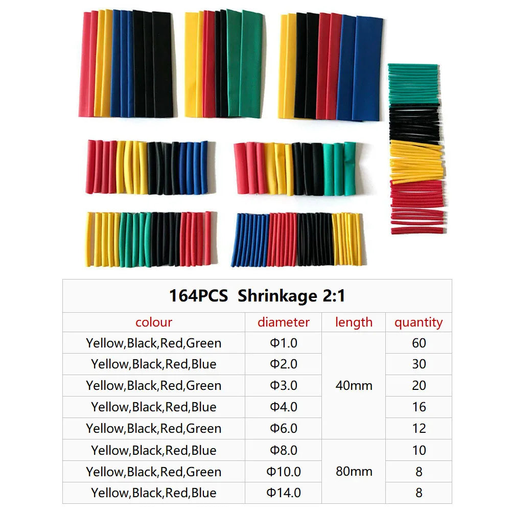 Thermoresistant Tube heat shrink tubing kit, Termoretractil Heat shrink tube Assorted Pack, diy insulation for cables shrink wrap