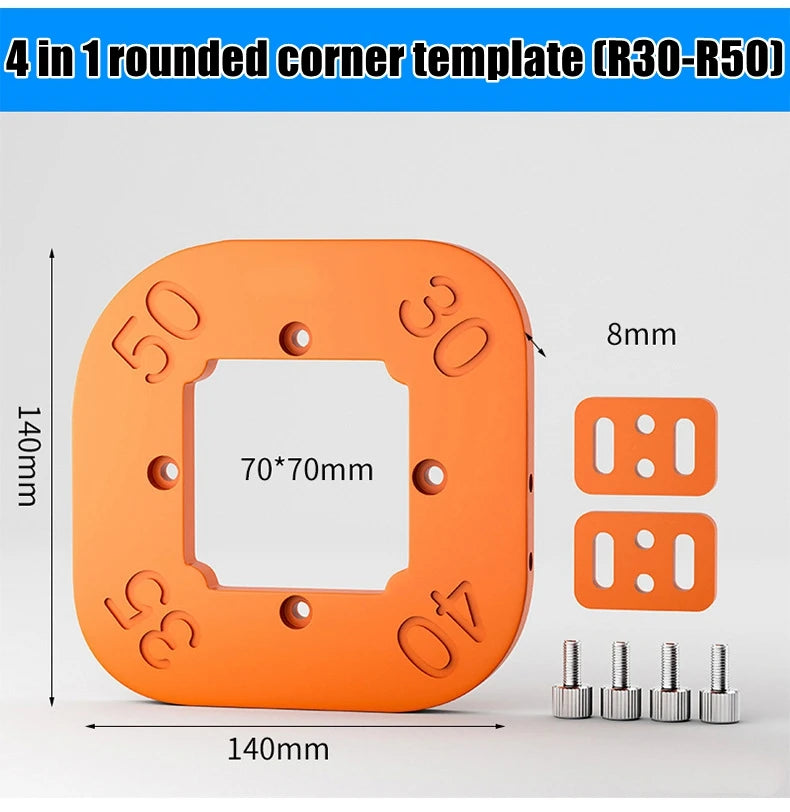 Woodworking Router Corner Radius Templates Jig R10 to R50 Routing Curved Corners Milling Circular Radian Hardness ABS Tool