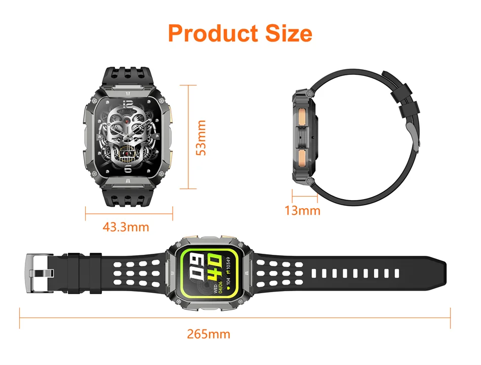 New 1000mAh Battery Smart Watch, 1.95 Inch AMOLED Screen, Men Outdoorsports Watch, IP68 Waterproof Bluetooth Call Sports Smartwatch