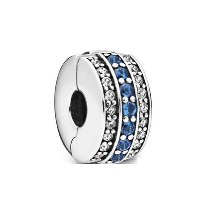 Blue Sparkling Zircon Star Moon Series Charms Beads Fit Original Bracelet Women DIY Pendant Accessories Jewelry 925 Silver Gifts