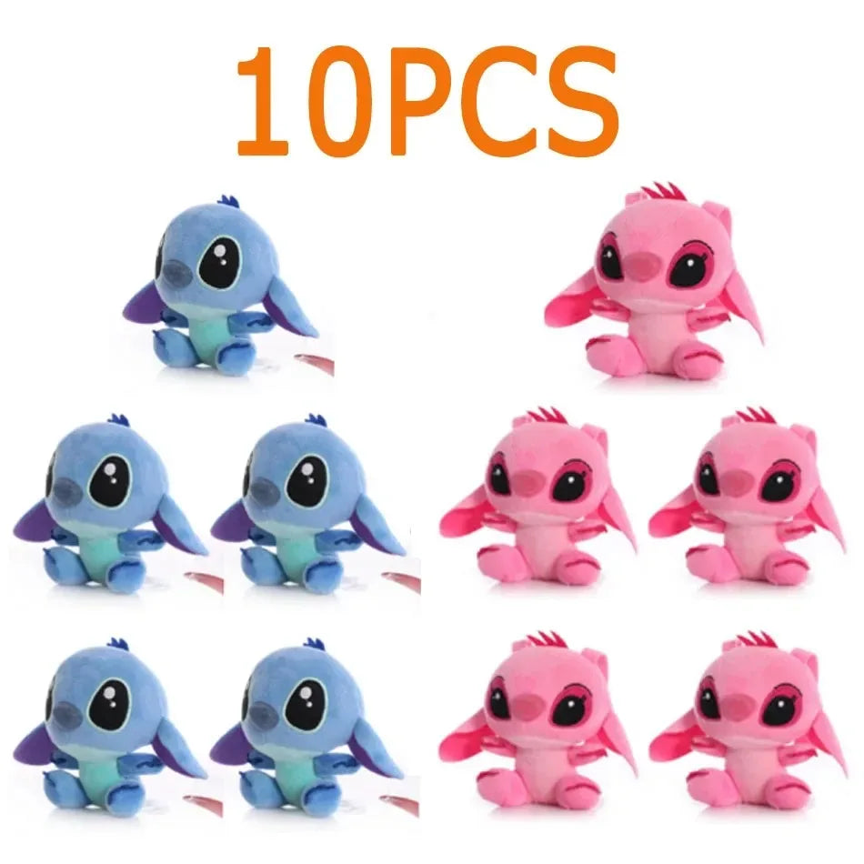 Lot Cute Cartoon Lilo and Stitch Small Pendant Plush Toy, 10CM Kawaii Plush Keychain Kids Best Christmas Gift Toys