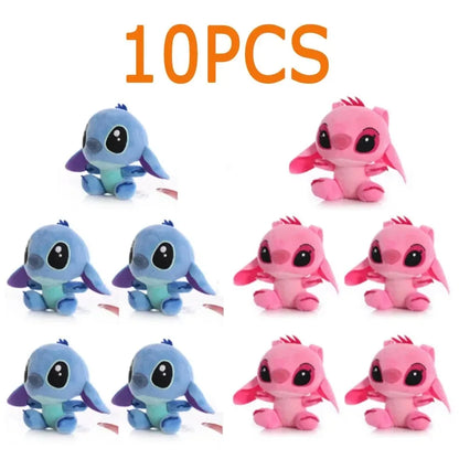 Lot Cute Cartoon Lilo and Stitch Small Pendant Plush Toy, 10CM Kawaii Plush Keychain Kids Best Christmas Gift Toys