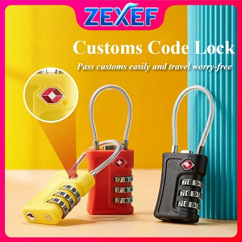 TSA Customs Code Password Lock for Luggage Backpack Padlock Code Travel Password Changeable Contrast Travel Case Accessories
