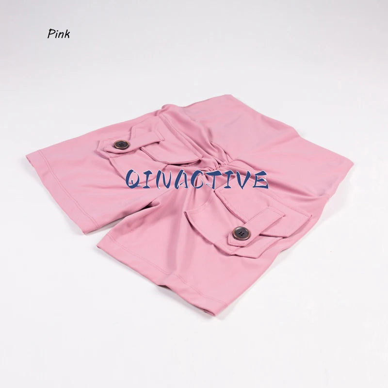 Pantalones Cortos de Yoga QINACTIVE para Mujer con Bolsillos, Fruncidos en los Glúteos, Mallas de Gimnasio de Cintura Alta con Efecto Push Up, Pantalones Cortos Deportivos Sexy para Glúteos, Fitness