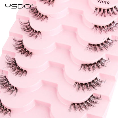 YSDO 5/10 Pairs Half Lashes Cat Eyelashes Soft Natural Clear Band False Lashes Natural Wispy Faux 3d Mink Eyelashes Makeup Tools