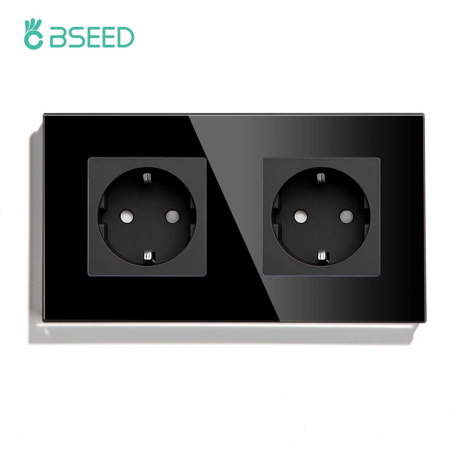 BSEED EU Standard Wall Electrical Sockets Type-C Outlets Wall Power Socket USB Charge Port Glass Panel Kids Protection 16A