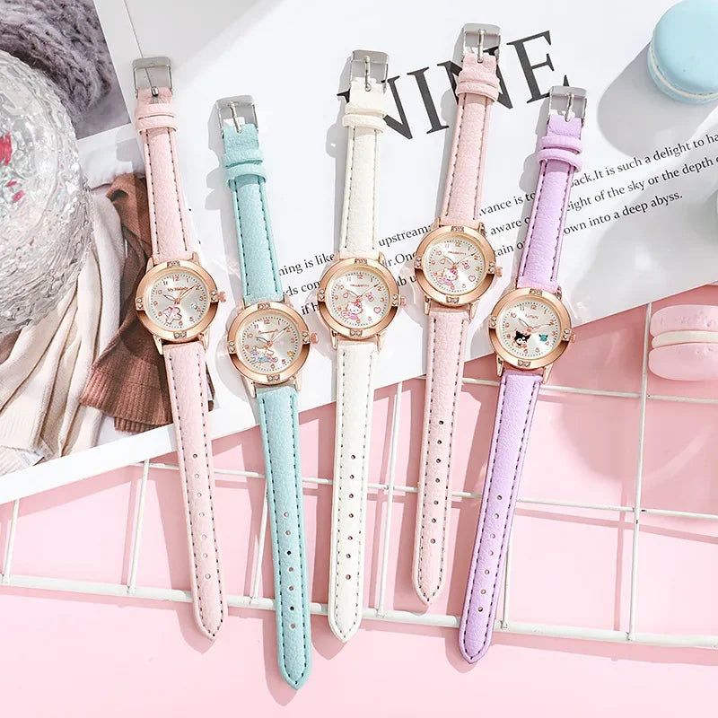 Hello Kitty Watch Kawaii Kuromi Cinnamoroll Quartz Casual Fashion Melody WristWatch Women Kid Girl Children Birthday Gift
