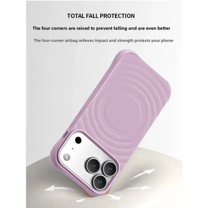High Quality Solid Color Case For IPhone 17 16 15 14 13 Air Pro Max For Magsafe Liquid Silicone Wave Pattern Anti-Scratch Cover