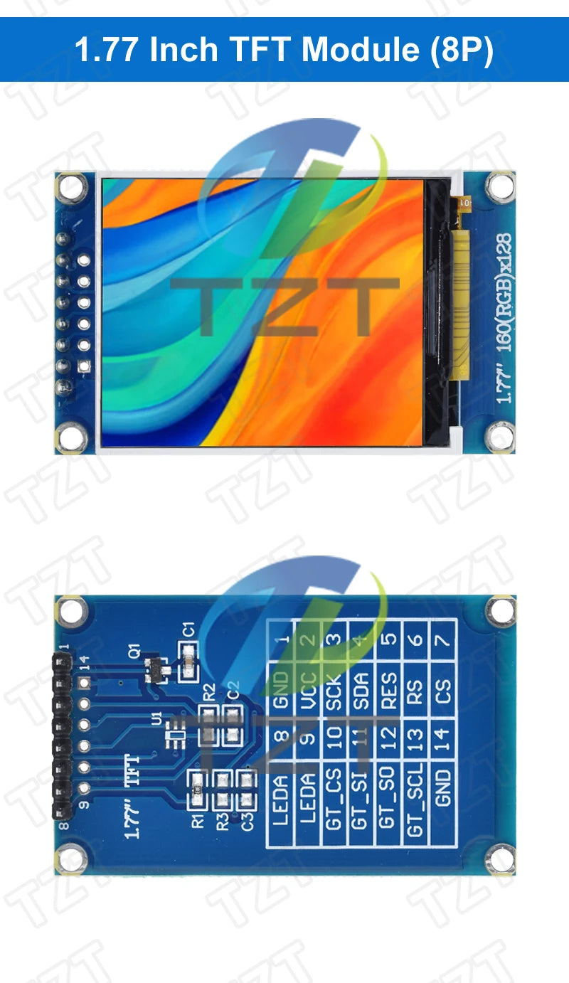 TFT Display, 0.96/1.3/1.44/1.8/2.4/2.8/3.5 Inch TFT Full Color Screen LCD Module, ST7735 ILI9341 Driver Interface SPI for Arduino