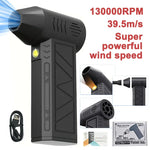Compressed Air Duster 130000RPM Cordless Mini Turbo Jet Fan Electric 3 Gear Turbo Jet Fan Blower Speed Rechargeable with Light