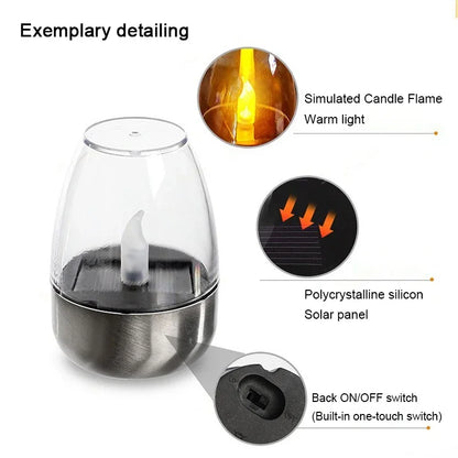 LED Solar Candles Light Flameless Rechargeable Night Light For Wedding Party Garden Decor, Outdoor Waterproof Solar Candles Lamp