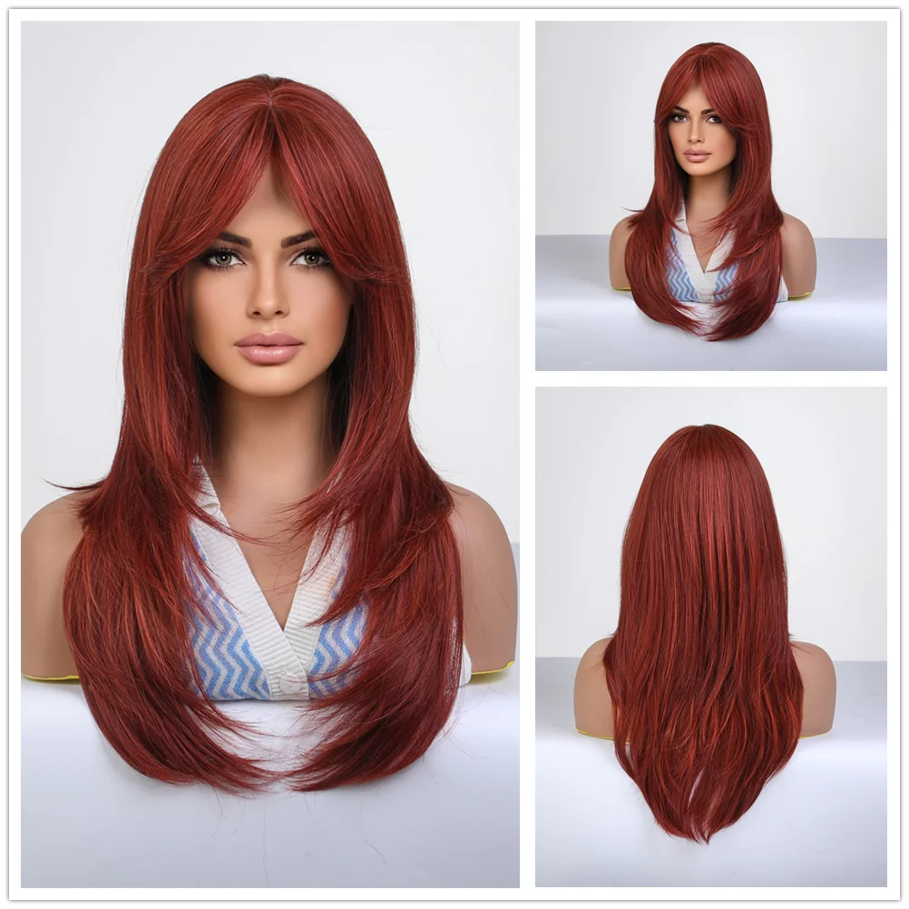 CharmSource Blonde Long Hair Natural Straight Wig, Synthetic Wigs  for Women Daily Party High Density