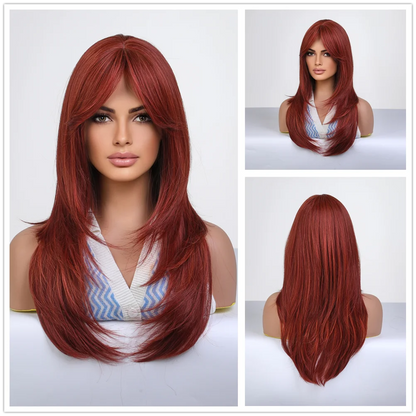 CharmSource Blonde Long Hair Natural Straight Wig, Synthetic Wigs  for Women Daily Party High Density