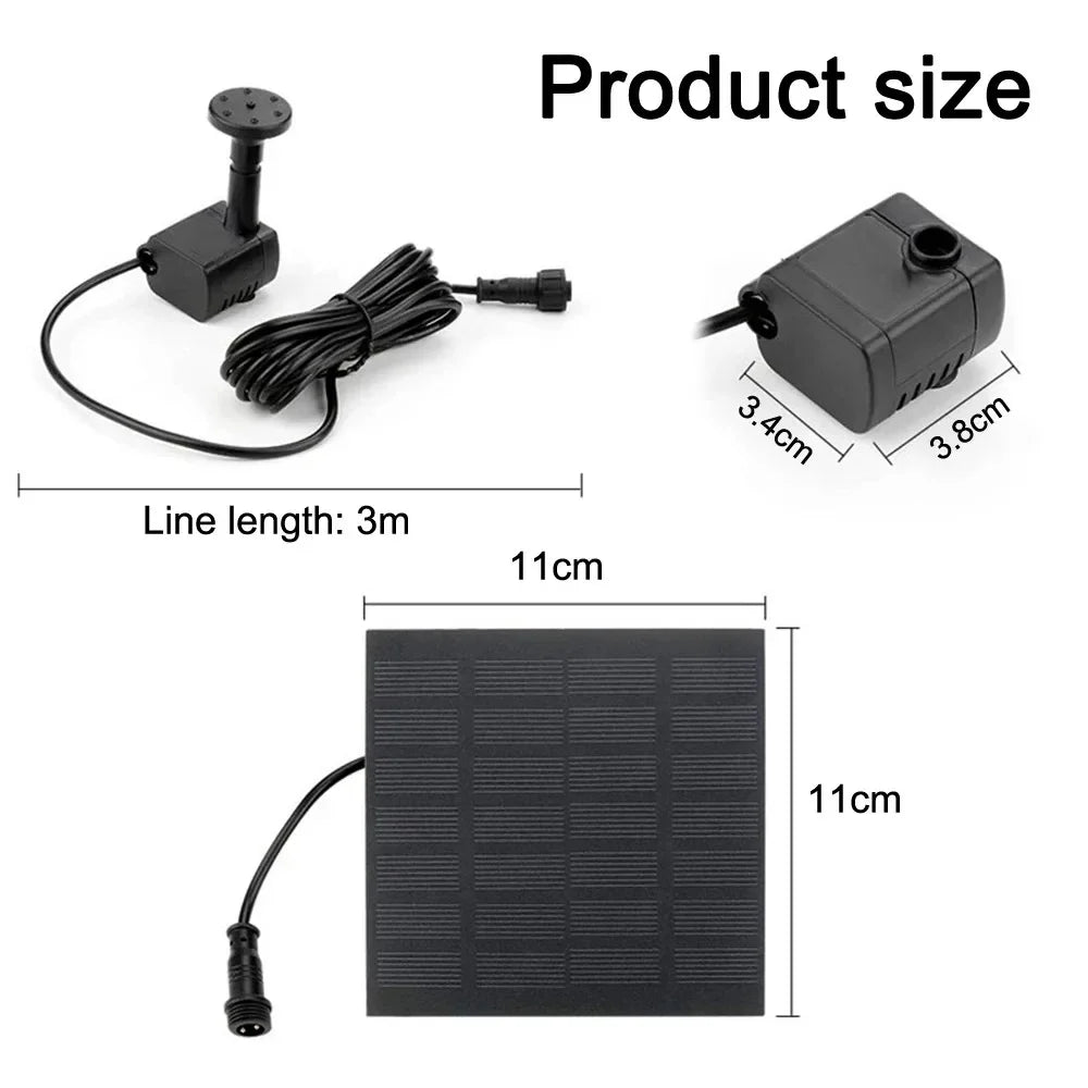 Solar Fountain Pumps with Panels (11/15.5cm) – 8-Nozzle Outdoor Watering Gear & Garden