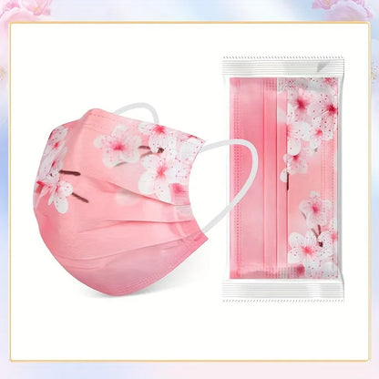 10pcs Romantic Floral & Starry Sky Print Face Masks for Women, 3-Layer Woven Polypropylene, Elastic, Breathable & Sun-Protective