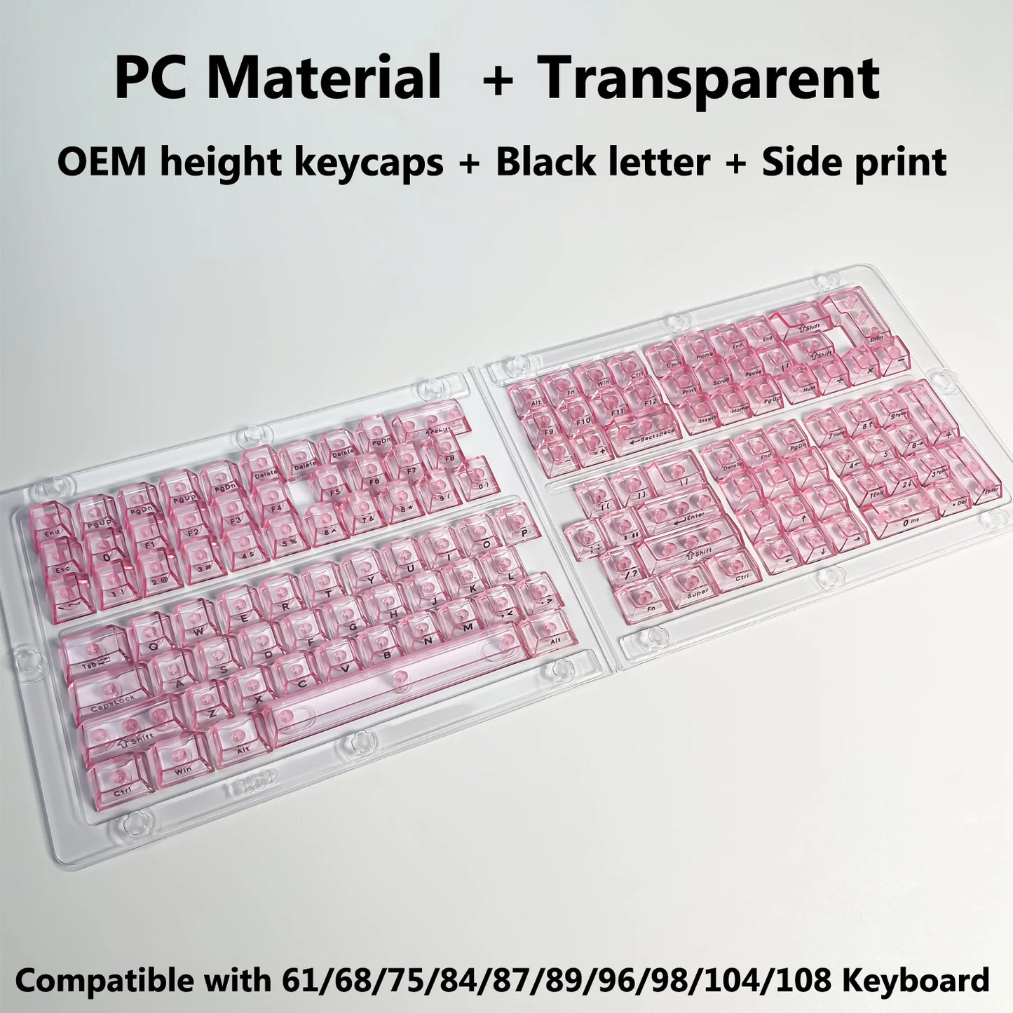 Full Sets Transparent Keycaps for Mechanical Keyboard Front/Side/None Print RGB Backlit Full/Misty Transparent Keycap 130+ Key