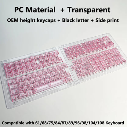 Full Sets Transparent Keycaps for Mechanical Keyboard Front/Side/None Print RGB Backlit Full/Misty Transparent Keycap 130+ Key