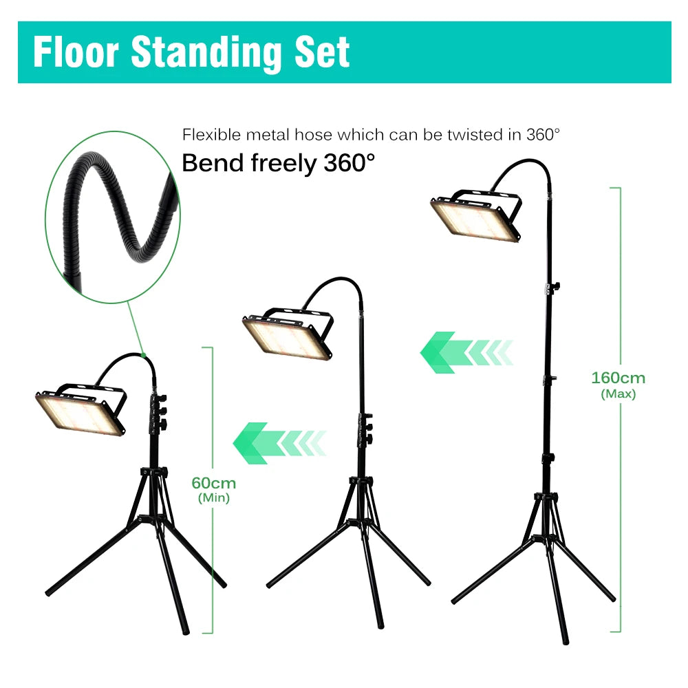 50W/100W Full Spectrum LED Plant Light Floor Bracket 220V Suitable For Courtyard Hydroponic Greenhouse Seedling Lighting
