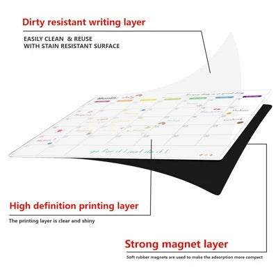 Magnetic Calendar For Fridge Monthly Weekly Planner Calendar Table Dry Erase Whiteboard Fridge Sticker Message Board Menu