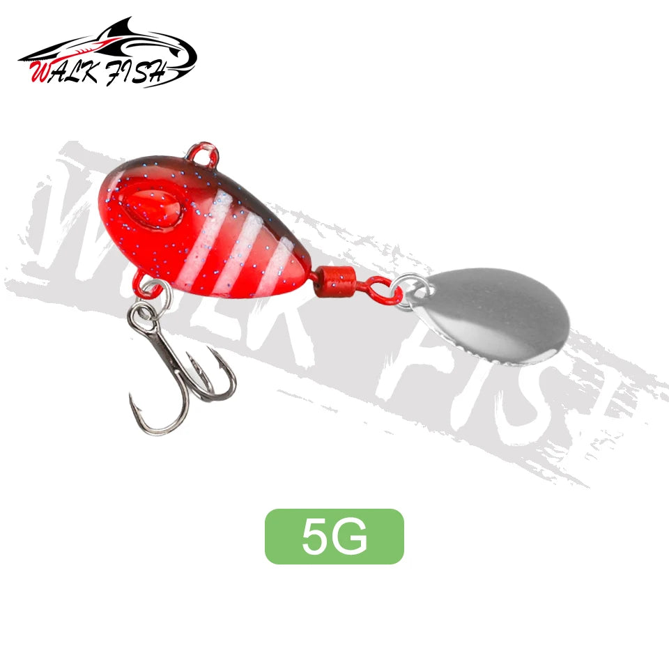 WALK FISH Sinking 3g-21g VIB Lure Spoon Spinner Fishing Bait Wobblers Metal Jig Rotating Sequin Tail Far Casting For Sea Bass