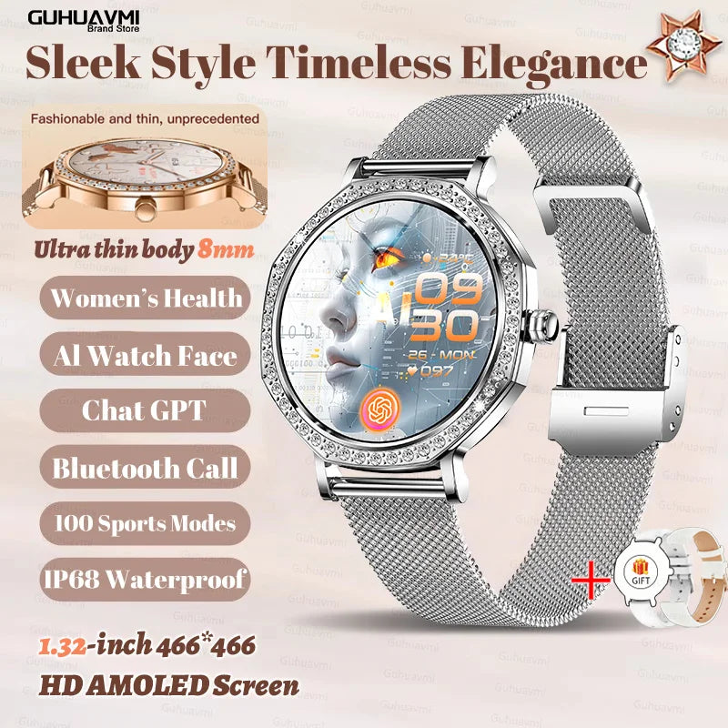 2026 Ultra Thin Women Smart Watch Screen Always Display Time Sports Bracelet Bluetooth Call Fashion Smartwatch Ladies Best Gift
